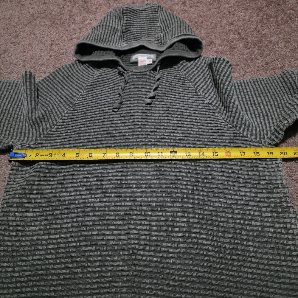 Carbon 2 Cobalt Mens Medium Olive Green Basketweave Textured Cotton Knit Hoodie